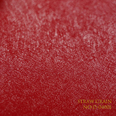 Red PVC Coated Straw Grain Paper for Gift Boxes 200+GSM Waterproof